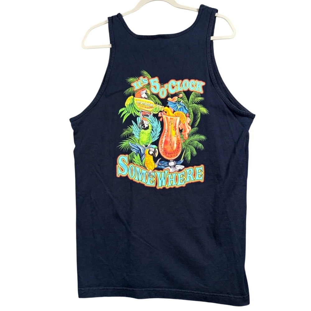 Margaritaville Tank Top Mens Large Black It's 5 O'Clock Somewhere Grand Turk